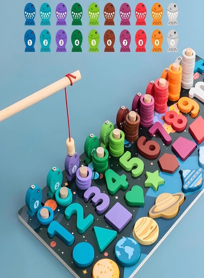 Busy Brain 5-in-1 Space Digital Logarithm Board, Educational STEM Learning Toy with Numbers, Shapes, Colors, Wooden Puzzle for Kids 3+ Years, Solar System Theme - Image 2